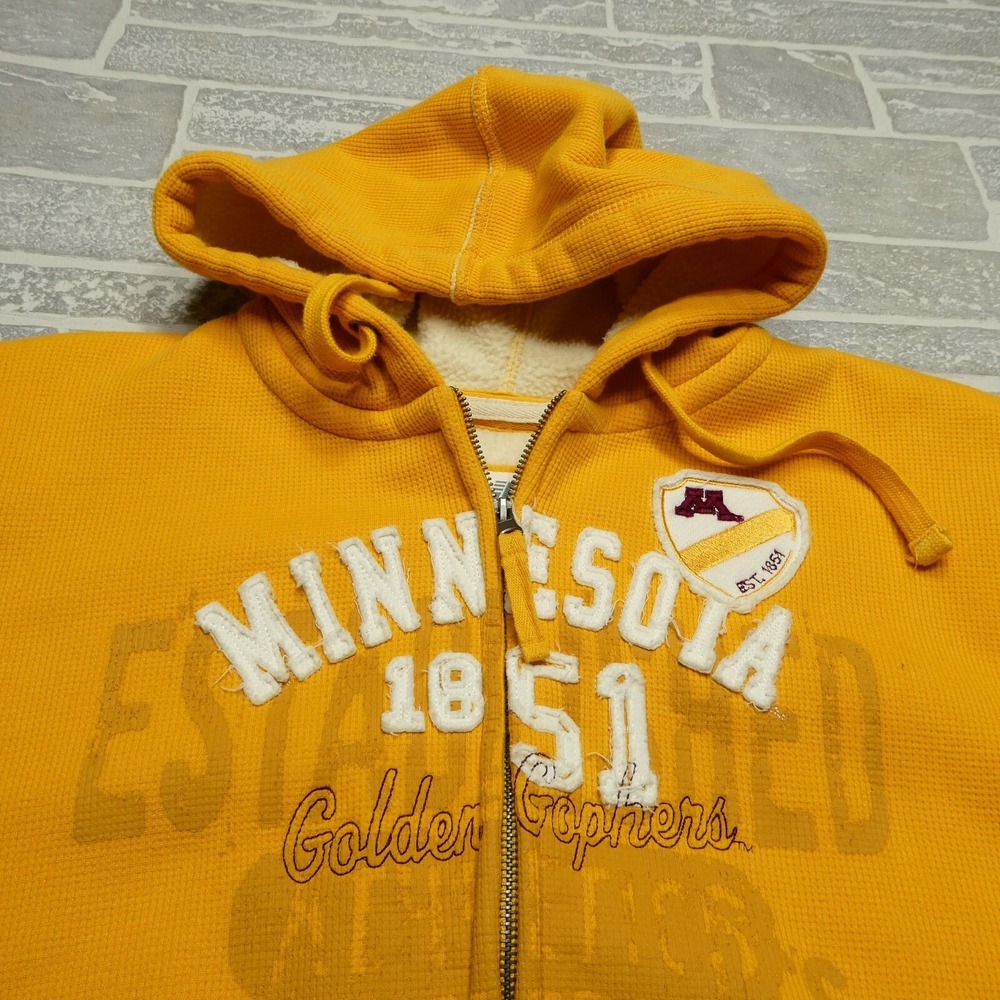 University of Minnesota Gophers Hoodie Adult M Yellow Full Zip Sherpa Lined - Picture 2 of 6